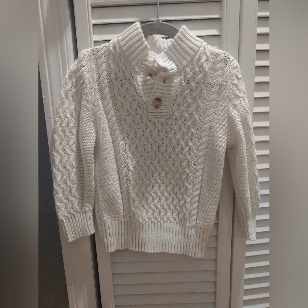 Cat And Jack Toddler Boy Cream Cable Knit Sweater / Size 2t